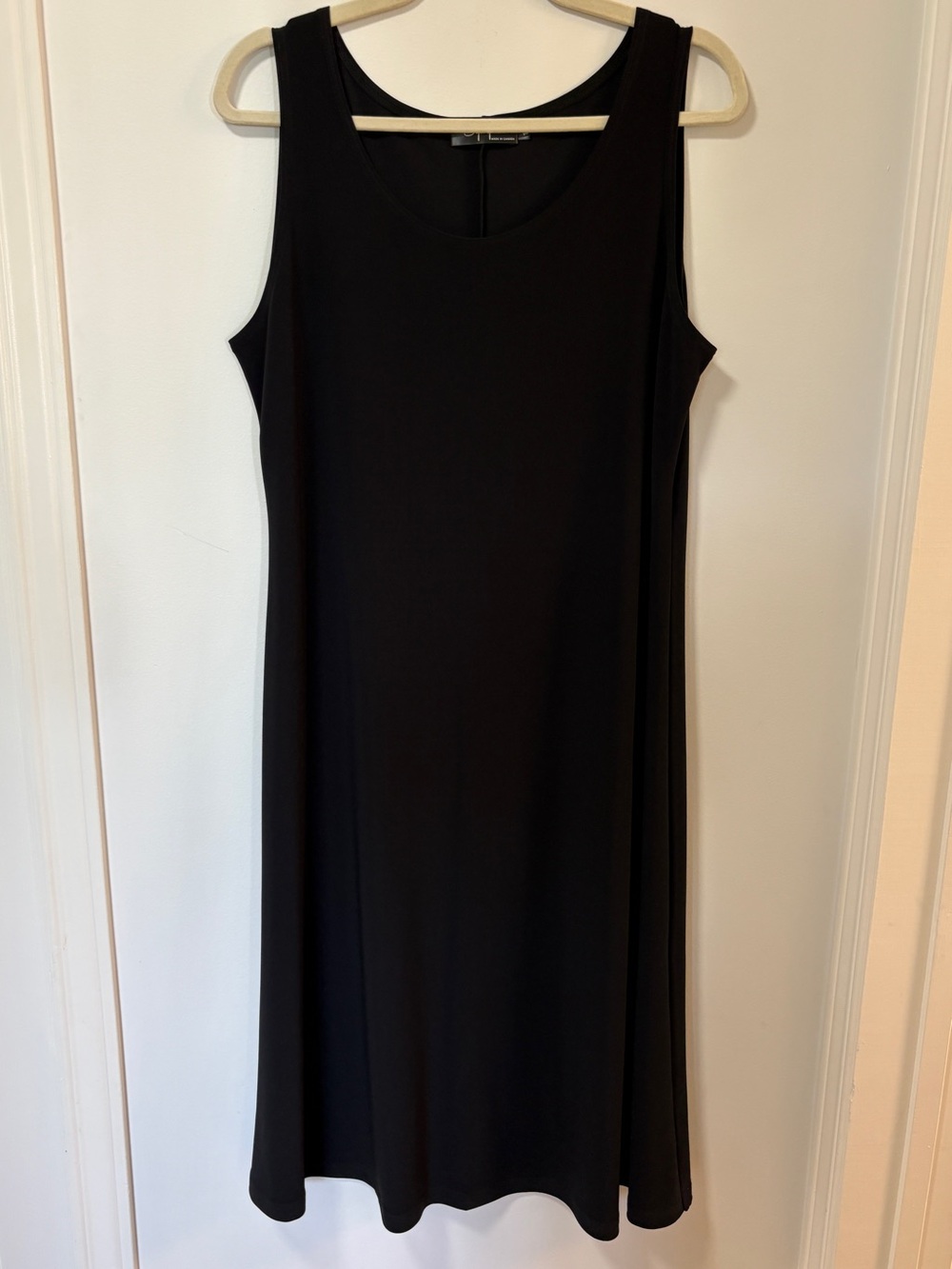 Sympli Black Midi Tank Dress Slinky Stretchy Sleeveless Minimalist Size 12
